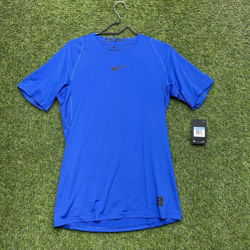 Nike Pro Training Shirt Mens Medium Short Sleeve Dri Fit Blue 838093-100 New